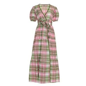 SZ Blockprints Emily Dress in Tartan Print Large NWT